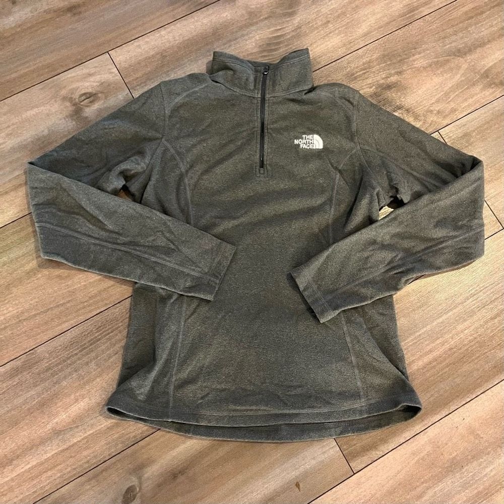 North Face Grey Fleece Quarterzip Jacket Women XS‎